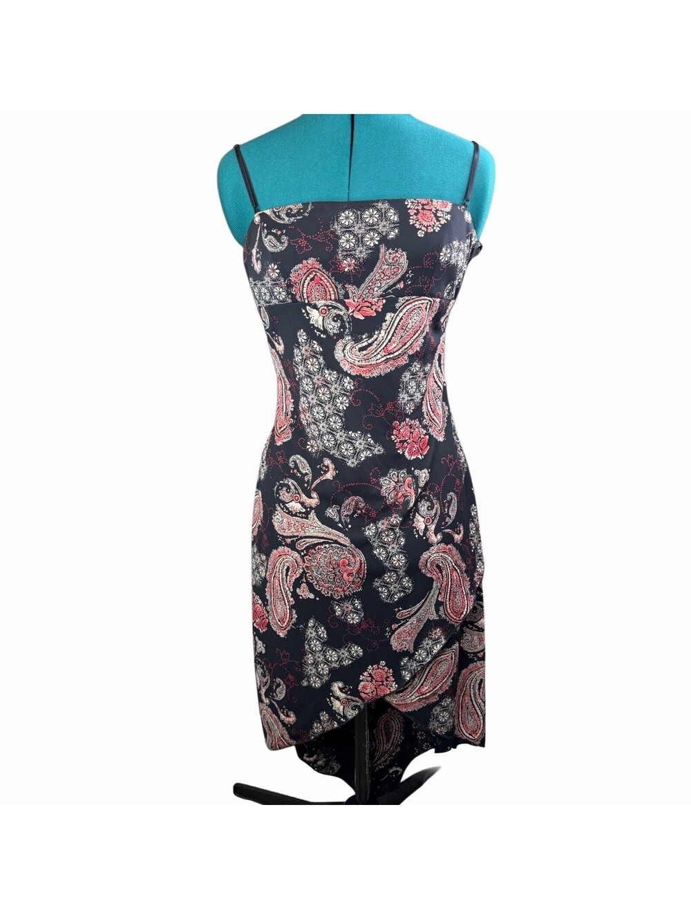 Y2K City Triangles Dress Women's L Black Paisley Fairy Grunge Asymmetric